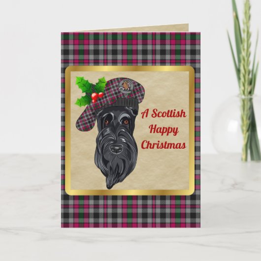 ボルトウィックバッジ&タータンチェックパーソナライズされたクリスマス カード (正面)