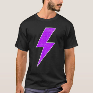 ボルト 稲妻 パープル ホワイト デザイン チーム スポーツ Tシャツ