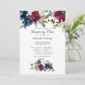 ボルドとネイビーの水の色のバーチャルブライダルシャワー 招待状 (スタンド正面)