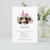 ボルドとネイビーワインクリスマス結婚フローラ 出欠カード (スタンド正面)