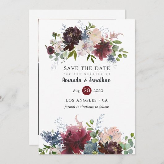 ボルドと海軍のフローラ結婚の写真 セーブザデート (正面/裏面)