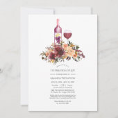 ボルドピーチフローラワインをテーマにした生活お祝い 招待状 (正面)