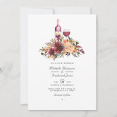 ボルドピーチフローラワインテイスティング結婚のフォトインビ 招待状 (正面)