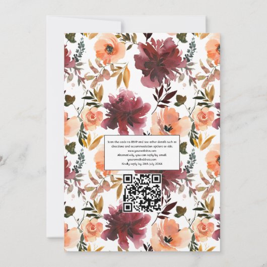 ボルドピーチフローラワインテイスティング結婚のフォトインビ 招待状 (裏面)