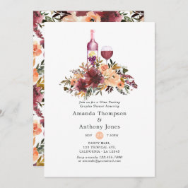 ボルドピーチワインテイスティングカップルシャワー 招待状