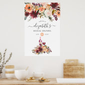 ボルドピーチワインテイスティングブライダルシャワーウェルカム ポスター (キッチン)