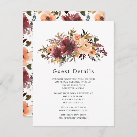 ボルドピーチ結婚フローラズゲスト詳細 エンクロージャーカード (正面/裏面)