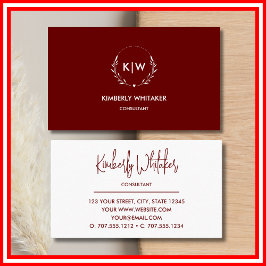 ボルドーとホワイト | イニシャルモダンモノグラム 名刺