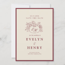 ボルドーのカボチャの秋の結婚式のSave the Date