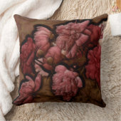 ボルドーのシャクヤクの花の花束 クッション (ブランケット)