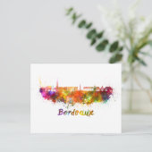 ボルドーのスカイラインが水彩画 ポストカード (スタンド正面)