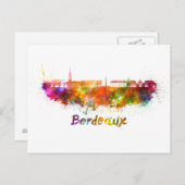 ボルドーのスカイラインが水彩画 ポストカード (正面/裏面)
