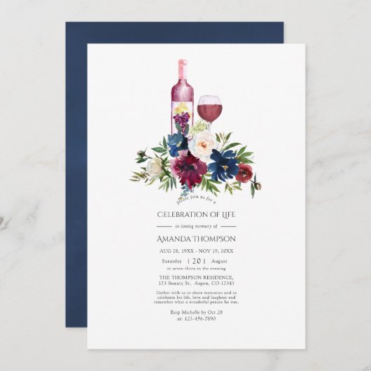 ボルドーのワインの試飲お祝いの写真 招待状 (正面/裏面)