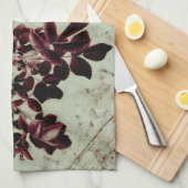 ボルドーの花 キッチンタオル (四つ折り)