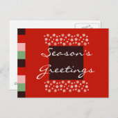 ボルドーの赤いピンクの緑のクリスマスの郵便はがき シーズンポストカード (正面/裏面)