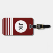 ボルドーの赤い荷物タグ|カスタマイズ可能なモノグラム ラゲッジタグ (正面横)