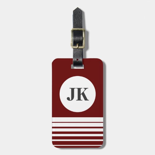 ボルドーの赤い荷物タグ|カスタマイズ可能なモノグラム ラゲッジタグ (正面縦)