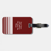 ボルドーの赤い荷物タグ|カスタマイズ可能なモノグラム ラゲッジタグ (裏面横)