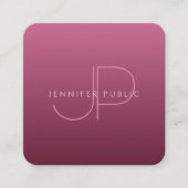 ボルドーエレガントカラーモダンモノグラムテンプレート スクエア名刺 (正面)