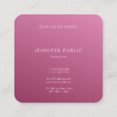 ボルドーエレガントカラーモダンモノグラムテンプレート スクエア名刺 (裏面)