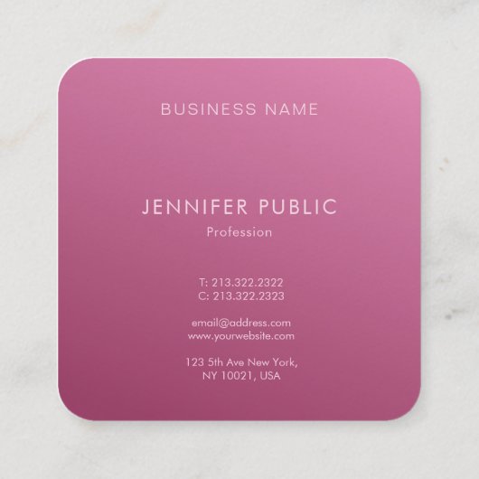 ボルドーエレガントカラーモダンモノグラムテンプレート スクエア名刺 (裏面)