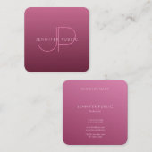 ボルドーエレガントカラーモダンモノグラムテンプレート スクエア名刺 (正面/裏面)