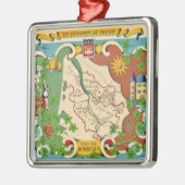 ボルドーカラフルフランスの地図 メタルオーナメント (左)