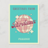 ボルドーシティフランスレトロヴィンテージティール（緑がかった色）はがき ポストカード (正面)