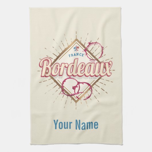 ボルドーヌヴェッレアクイタインフランスレトロワイン キッチンタオル (縦)