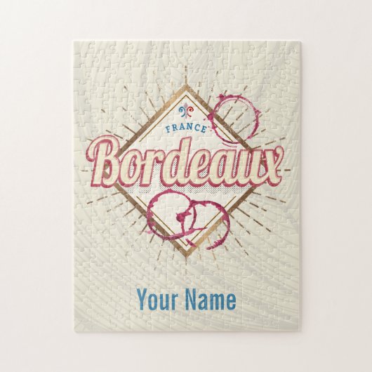 ボルドーヌヴェッレアクイタインフランスレトロワイン ジグソーパズル (縦)