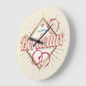 ボルドーヌヴェッレアクイタインフランスレトロワイン ラージ壁時計 (傾斜)