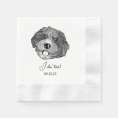 ボルドーパーソナライズされたル犬も 縁ありカクテルナプキン (正面)