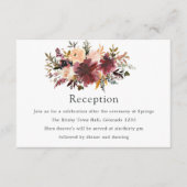 ボルドーピンクの水彩花柄の結婚式 エンクロージャーカード (正面)