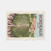 ボルドーフランスヴィネヤードトラベルアートヴィンテージ フリースブランケット (正面(横))