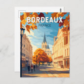 ボルドーフランスヴィネヤードトラベルアートヴィンテージ ポストカード (正面/裏面)
