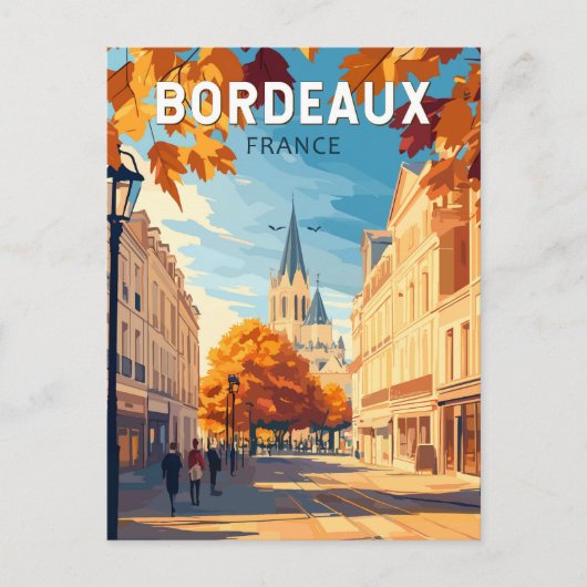 ボルドーフランスヴィネヤードトラベルアートヴィンテージ ポストカード (正面)