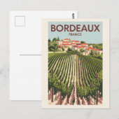 ボルドーフランスヴィネヤードトラベルアートヴィンテージ ポストカード (正面/裏面)