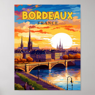 ボルドーフランスヴィンテージ旅行イラストレーション ポスター