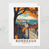 ボルドーフランス旅行アートヴィンテージ 招待状 (正面/裏面)