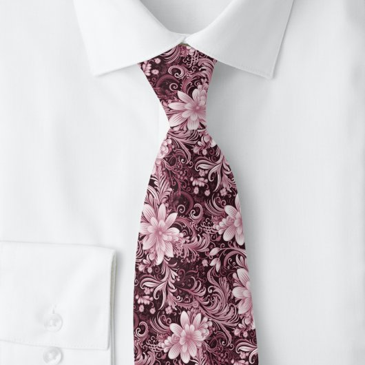 ボルドーフローラルバティック ネクタイ