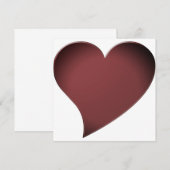ボルドーモダンワイン赤いビッグハートエレガントカード (正面/裏面)