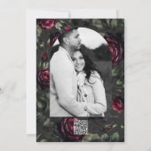 ボルドーレッドの薔薇 シャドウグレイ フローラル ウェディング 招待状 (裏面)