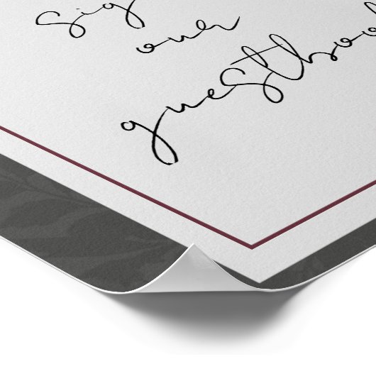 ボルドーレッドローゼシャドーイフローラサインゲストブック ポスター (角)