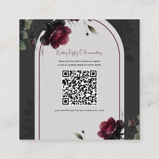 ボルドーレッドローゼスシャドーウィグレイフローラ詳細 スクエア名刺 (裏面)