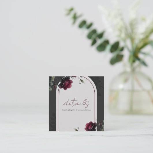 ボルドーレッドローゼスシャドーウィグレイフローラ詳細 スクエア名刺 (スタンド正面)