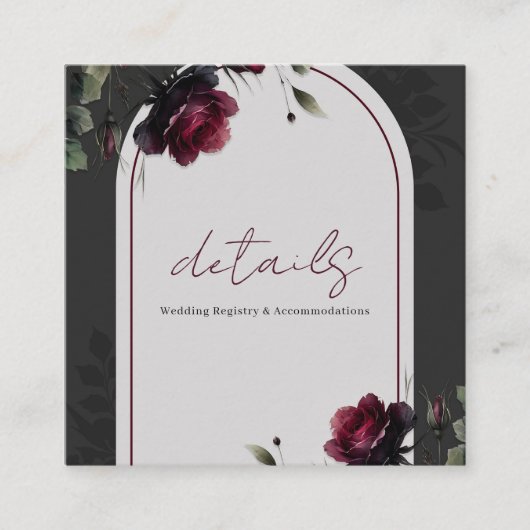 ボルドーレッドローゼスシャドーウィグレイフローラ詳細 スクエア名刺 (正面)