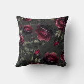 ボルドーレッドローゼスシャドーウィグレイフローラ クッション (裏面)