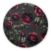 ボルドーレッドローゼスシャドーウィグレイフローラ セラミックノブ (正面)