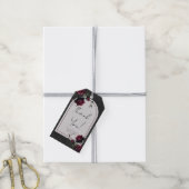 ボルドーレッドローゼスシャドーウィグレイ結婚フローラ ギフトタグ (より糸付き)