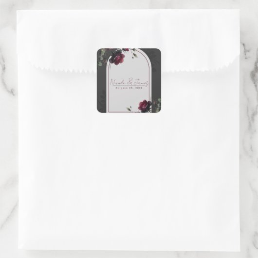 ボルドーレッドローゼスシャドーウィグレイ結婚フローラ スクエアシール (バッグ)